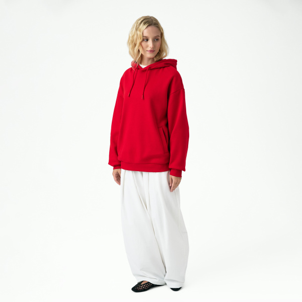 Худи релакс унисекс Баланс (Balance), с начесом, красный, размер 3XL/4XL