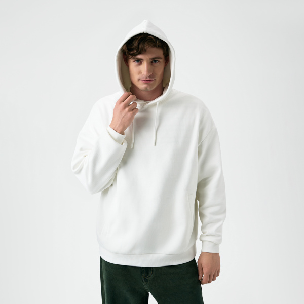Худи релакс унисекс Баланс (Balance), с начесом, белый, размер 3XL/4XL