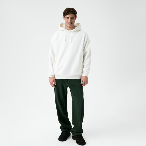 Худи релакс унисекс Баланс (Balance), с начесом, белый, размер 3XL/4XL
