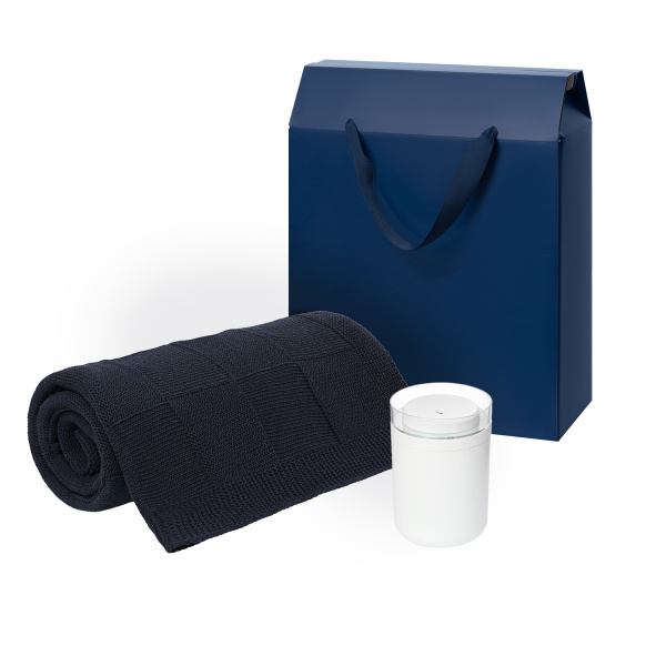 Подарочный набор Авена, Селла (Avena, Cella), синий (увлажнитель, плед)