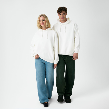 Худи релакс унисекс Баланс (Balance), с начесом, белый, размер 3XL/4XL