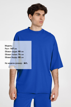 Футболка оверсайз унисекс T9, синяя, размер M/L