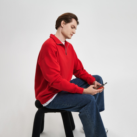 Толстовка на молнии унисекс Флоу (Flow), красная, размер XL/2XL