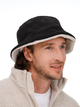 Панама Bucket двусторонняя, темно-серая с бежевым, размер M/L