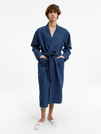 Халат вафельный Kimono, темно-синий, размер XL/XXL
