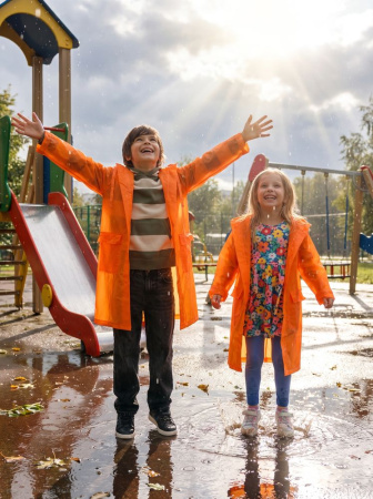 Дождевик детский RainDrop Kids, оранжевый, 8 лет (рост 118-128)