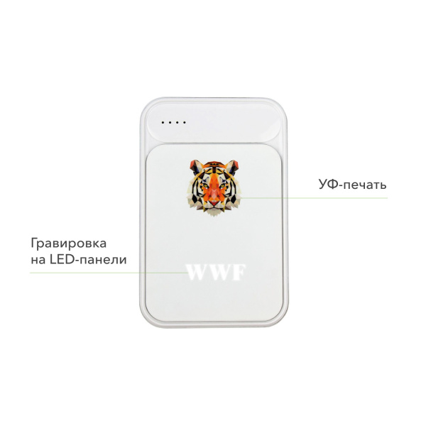 Внешний аккумулятор с подсветкой Старлайт PB (Starlight PB) 5000 mAh, белый