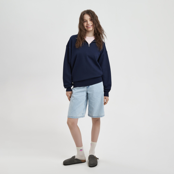 Толстовка на молнии унисекс Флоу (Flow), темно-синяя, размер 3XL/4XL