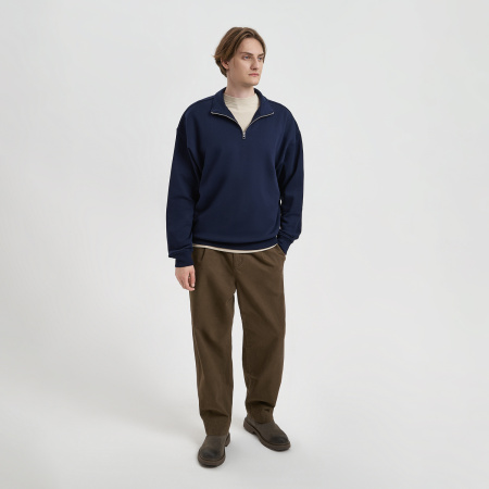 Толстовка на молнии унисекс Флоу (Flow), темно-синяя, размер 3XL/4XL