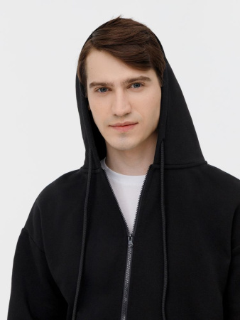Толстовка унисекс оверсайз на молнии Zippy Terry, черная, размер XL/XXL