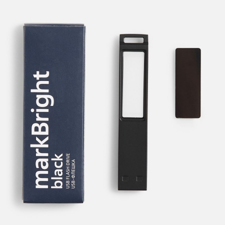 Флешка markBright Black с синей подсветкой