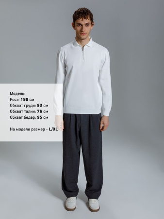 Рубашка поло мужская с длинным рукавом Terrazzo, белая, размер 2XL/3XL