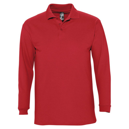 Рубашка поло мужская с длинным рукавом Winter II 210 красная, размер M